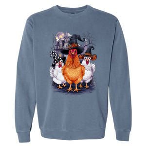 Halloween Spooky Chickens Witch Halloween Spooky Autumn Garment-Dyed Sweatshirt