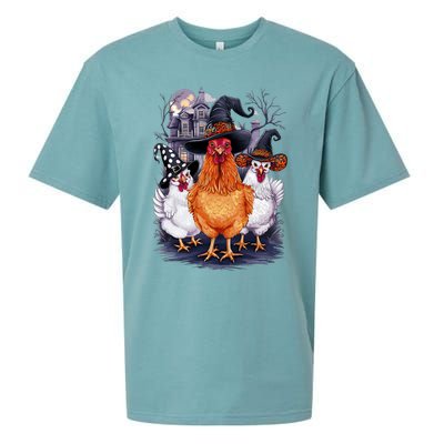 Halloween Spooky Chickens Witch Halloween Spooky Autumn Sueded Cloud Jersey T-Shirt