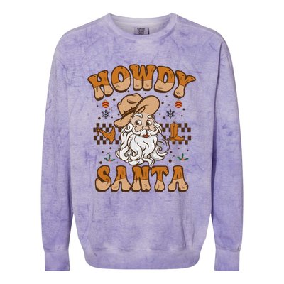 Howdy Santa Cowboy Santa Western Vintage Xmas Gift Colorblast Crewneck Sweatshirt