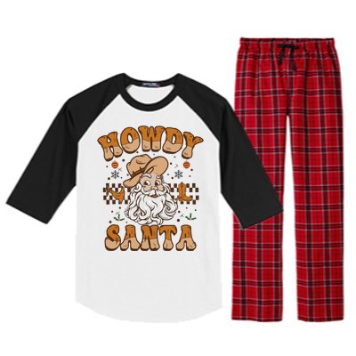 Howdy Santa Cowboy Santa Western Vintage Xmas Gift Raglan Sleeve Pajama Set