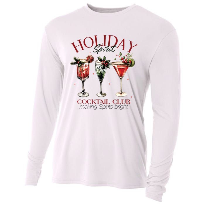 Holiday Spirit Coctail Club Sweatshirt Christmas Cocktail Cooling Performance Long Sleeve Crew