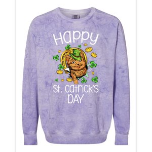 Happy St Catrick's Day Cat Cats Lover St Patricks Day Gift Colorblast Crewneck Sweatshirt