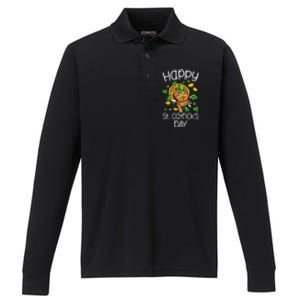 Happy St Catrick's Day Cat Cats Lover St Patricks Day Gift Performance Long Sleeve Polo