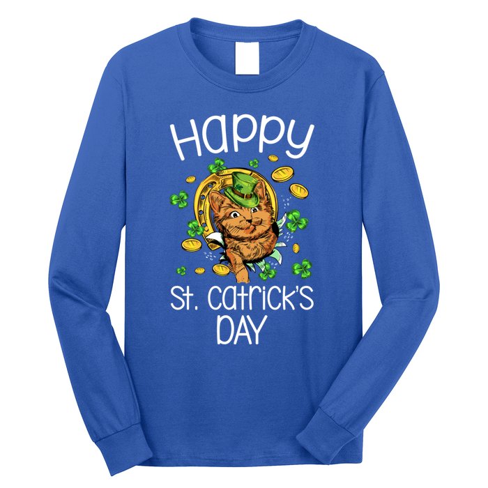 Happy St Catrick's Day Cat Cats Lover St Patricks Day Gift Long Sleeve Shirt