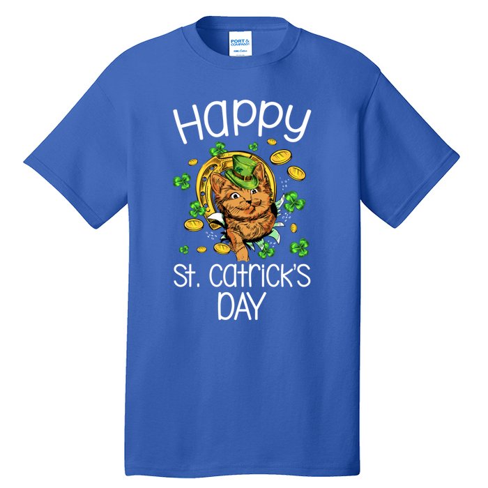 Happy St Catrick's Day Cat Cats Lover St Patricks Day Gift Tall T-Shirt