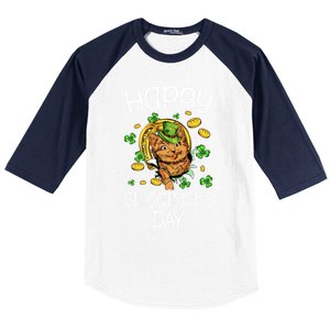 Happy St Catrick's Day Cat Cats Lover St Patricks Day Gift Baseball Sleeve Shirt