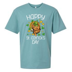 Happy St Catrick's Day Cat Cats Lover St Patricks Day Gift Sueded Cloud Jersey T-Shirt