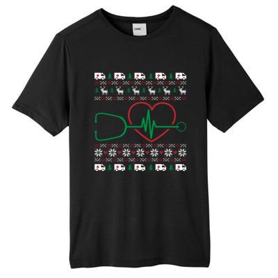 Heart Stethoscope Christmas Ugly Xgiftmas Pj Nurse Rn Nursing Gift Tall Fusion ChromaSoft Performance T-Shirt