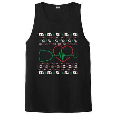 Heart Stethoscope Christmas Ugly Xgiftmas Pj Nurse Rn Nursing Gift PosiCharge Competitor Tank