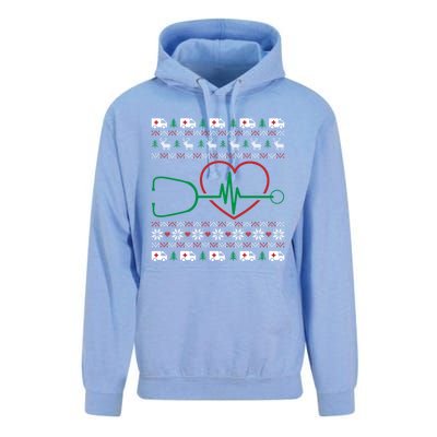 Heart Stethoscope Christmas Ugly Xgiftmas Pj Nurse Rn Nursing Gift Unisex Surf Hoodie