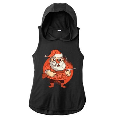 Hunting Santa Claus Ladies PosiCharge Tri-Blend Wicking Draft Hoodie Tank