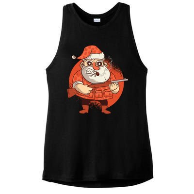 Hunting Santa Claus Ladies PosiCharge Tri-Blend Wicking Tank