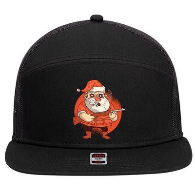 Hunting Santa Claus 7 Panel Mesh Trucker Snapback Hat