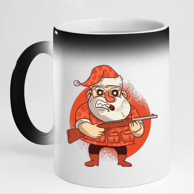 Hunting Santa Claus 11oz Black Color Changing Mug