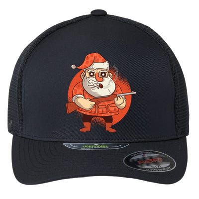 Hunting Santa Claus Flexfit Unipanel Trucker Cap