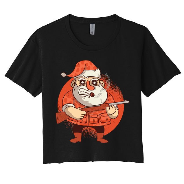 Hunting Santa Claus Crop Top