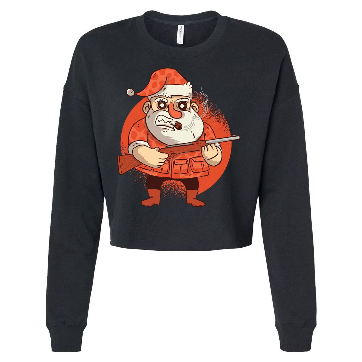 Hunting Santa Claus Cropped Pullover Crew