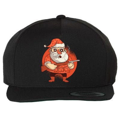 Hunting Santa Claus Wool Snapback Cap