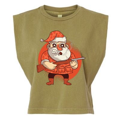 Hunting Santa Claus Garment-Dyed Women's Muscle Tee