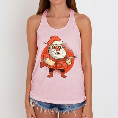 Hunting Santa Claus Women's Knotted Racerback Tank