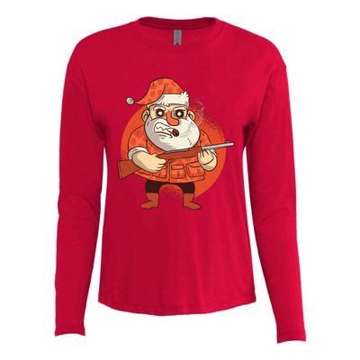 Hunting Santa Claus Womens Cotton Relaxed Long Sleeve T-Shirt