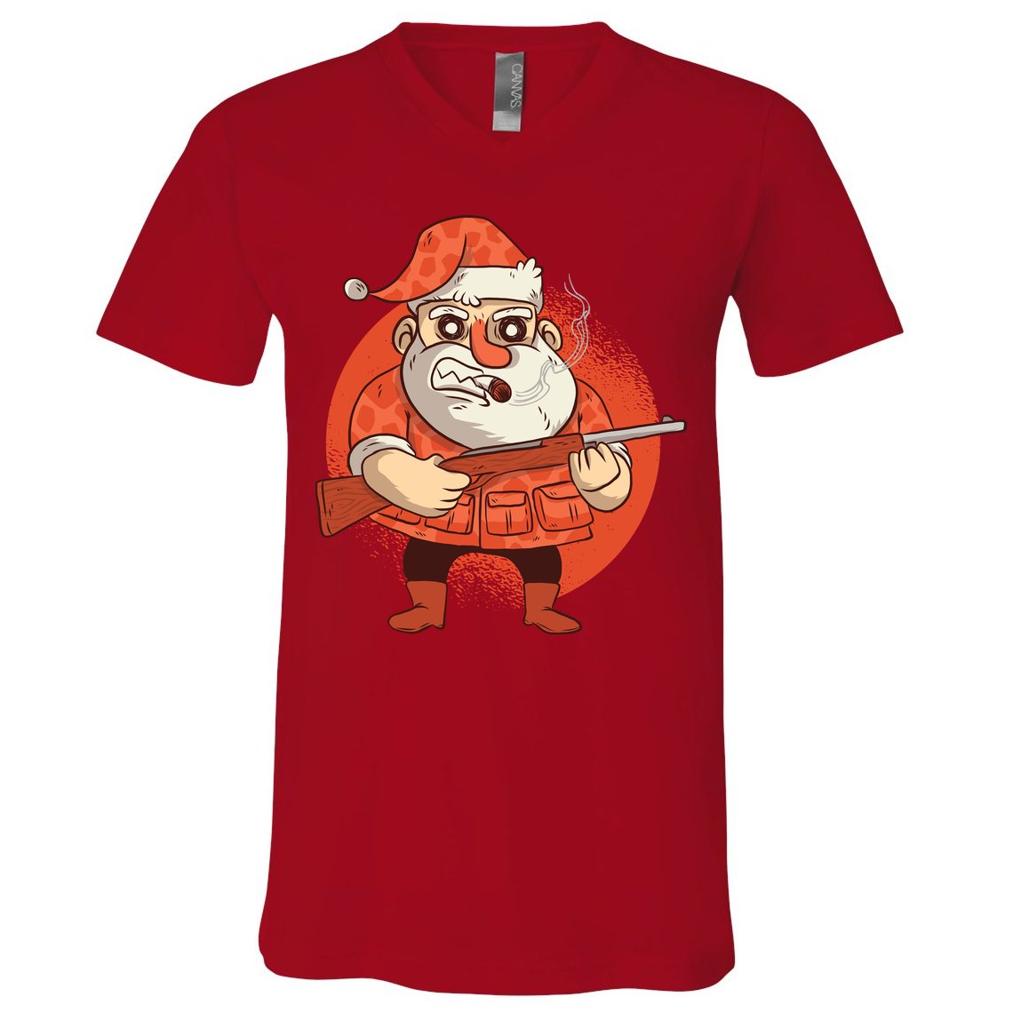 Hunting Santa Claus V-Neck T-Shirt