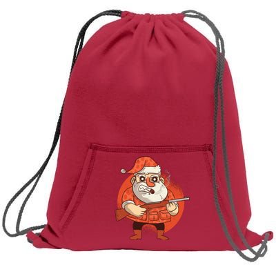 Hunting Santa Claus Sweatshirt Cinch Pack Bag