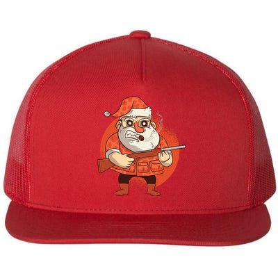 Hunting Santa Claus Flat Bill Trucker Hat