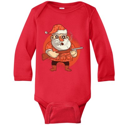 Hunting Santa Claus Baby Long Sleeve Bodysuit