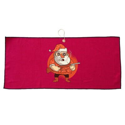 Hunting Santa Claus Large Microfiber Waffle Golf Towel