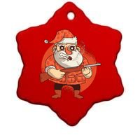 Hunting Santa Claus Ceramic Star Ornament