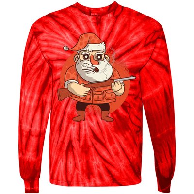 Hunting Santa Claus Tie-Dye Long Sleeve Shirt