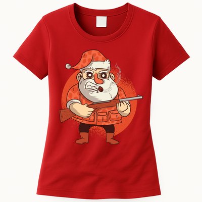 Hunting Santa Claus Womens T-Shirt