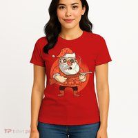 Hunting Santa Claus Womens T-Shirt
