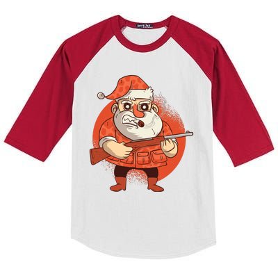 Hunting Santa Claus Kids Colorblock Raglan Jersey