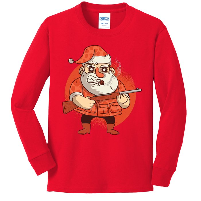 Hunting Santa Claus Kids Long Sleeve Shirt