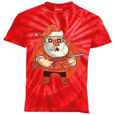 Hunting Santa Claus Kids Tie-Dye T-Shirt