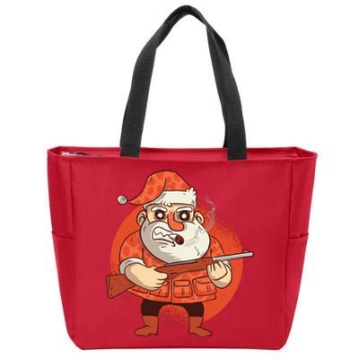 Hunting Santa Claus Zip Tote Bag