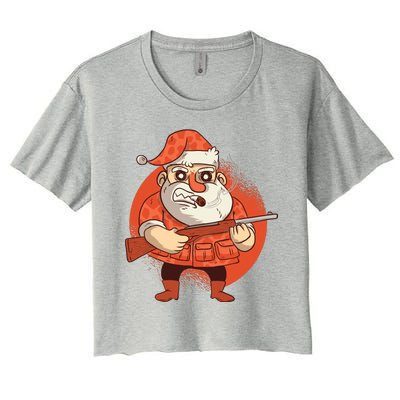 Hunting Santa Claus Women's Crop Top Tee