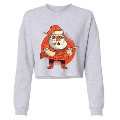 Hunting Santa Claus Cropped Pullover Crew