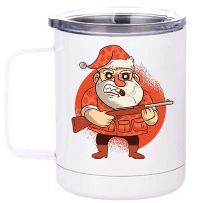 Hunting Santa Claus 12 oz Stainless Steel Tumbler Cup