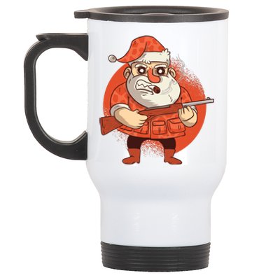 Hunting Santa Claus Stainless Steel Travel Mug