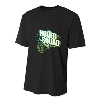 Hover Squad Cool Green Gyro Hoverboard Lover Youth Performance Sprint T-Shirt