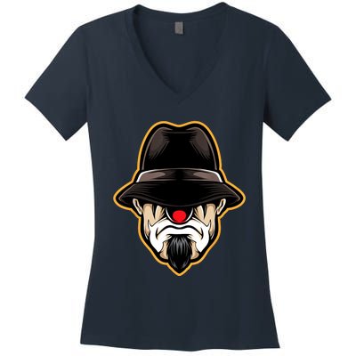 Halloween Scary Clown Cholo Gangster Women's V-Neck T-Shirt