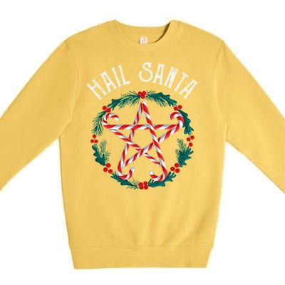 Hail Santa Candy Cane Pentagram Gothmas Funny Goth Christmas Premium Crewneck Sweatshirt