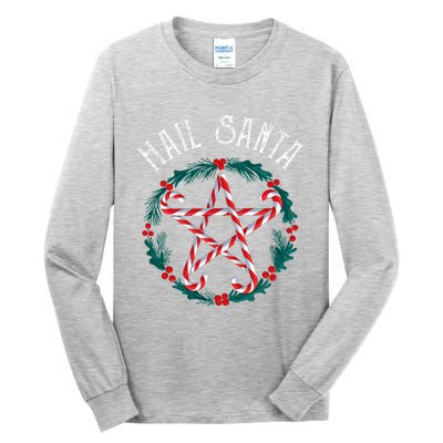 Hail Santa Candy Cane Pentagram Gothmas Funny Goth Christmas Tall Long Sleeve T-Shirt