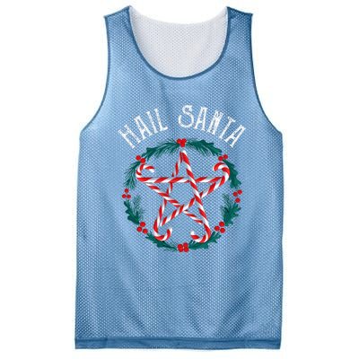 Hail Santa Candy Cane Pentagram Gothmas Funny Goth Christmas Mesh Reversible Basketball Jersey Tank