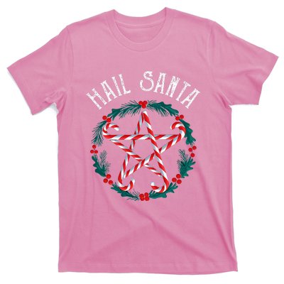 Hail Santa Candy Cane Pentagram Gothmas Funny Goth Christmas T-Shirt