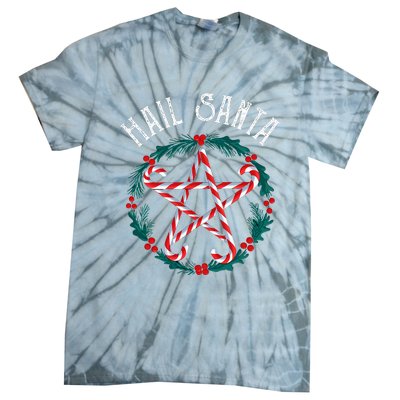 Hail Santa Candy Cane Pentagram Gothmas Funny Goth Christmas Tie-Dye T-Shirt