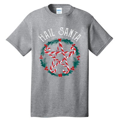 Hail Santa Candy Cane Pentagram Gothmas Funny Goth Christmas Tall T-Shirt